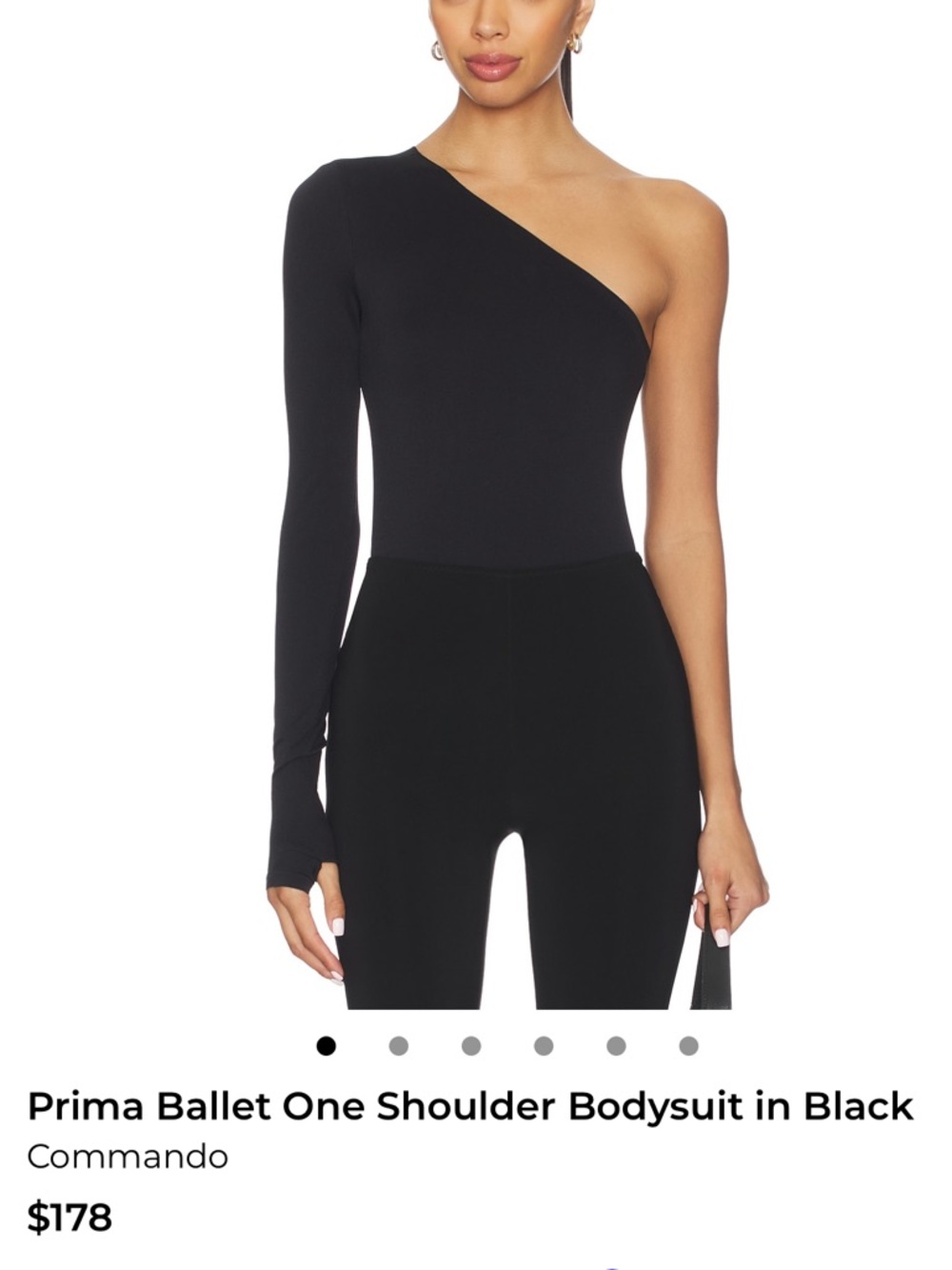 Commando Prima Ballet One-Shoulder Bodysuit in Black thing style